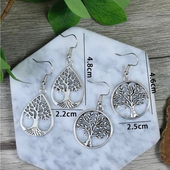Tree dangling sliver earrings 2 sets - Picture 3 of 6